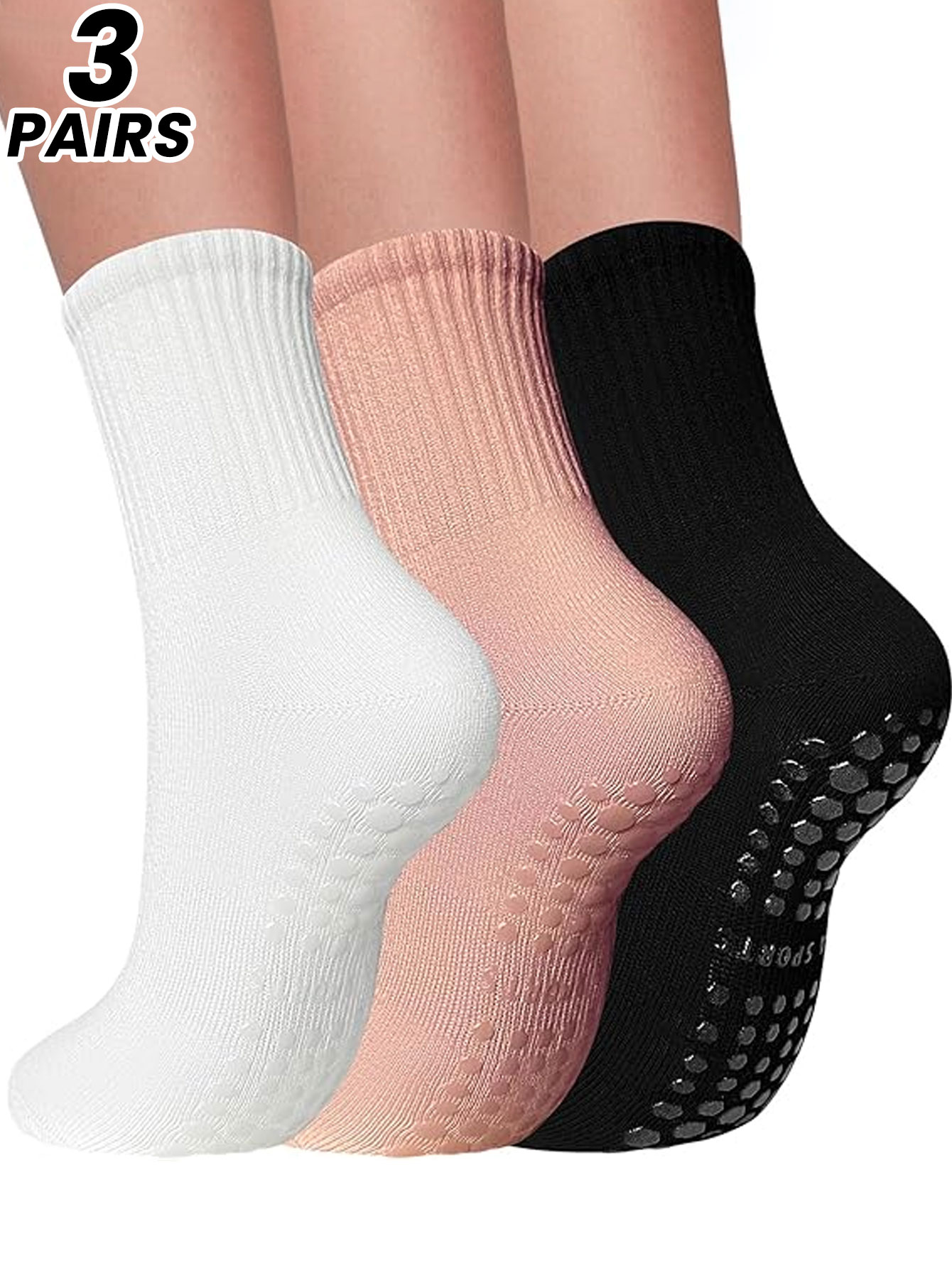 Grip Sock Yoga - 여성용 전문 요가 양말 3켤레, 실내